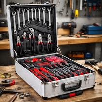 Jogo Ferramentas Manuais Com Maleta De Alumínio Completa 186 Pçs Fácil de Transportar