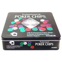 Jogo Fichas Poker Profissional 100 Fichas Caixa 02 Baralhos - Western