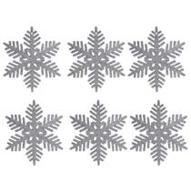 Jogo Floco de Neve Gliter Prata 18cm Enfeite Natalino 3 Peças - Yangzi Jogo Floco de Neve Gliter Prata 18cm Enfeite Natalino 3 Peças - Yangzi