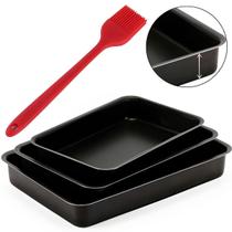 Jogo Forma Alta Retangular 03 Peças Antiaderentes + Pincel