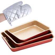 Jogo Forma Assadeiras 03 Peças Antiaderentes + Luva Térmica Jogo Forma Assadeiras 03 Peças Antiaderentes + Luva Térmica