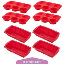 Jogo Forma Para Pães + Forma Cupcake Sortida Silicone 4Un