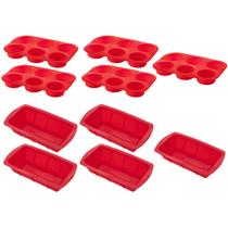 Jogo Forma Para Pães + Forma Cupcake Sortida Silicone 5Un