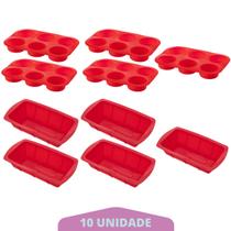 Jogo Forma Para Pães + Forma Cupcake Sortida Silicone 7Un