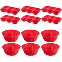 Jogo Forma Silicone Cupcake + Forma Espiral Sortida - 6Un