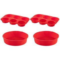 Jogo Forma Silicone Cupcake + Forma Redonda Sortida - 4Un
