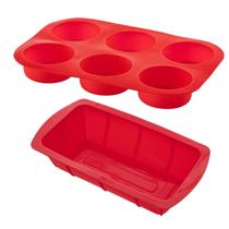 Jogo Forma Silicone Resistente p/ Cupcakes e Pães Sortida Jogo Forma Silicone Resistente p/ Cupcakes e Pães Sortida