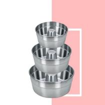 Jogo forma suiça pudim/bolo/torta assadeiras em alumínio 18/20/22cm Jogo forma suiça pudim/bolo/torta assadeiras em alumínio 18/20/22cm