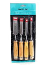 Jogo Formão 4Pcs - 10,13,19,25Mm 2Gc Cabo Madeira Jogo Formão 4Pcs - 10,13,19,25Mm 2Gc Cabo Madeira