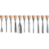 Jogo Formão Entalhar Madeira 11 peças Cabo Madeira Vonder Jogo Formão Entalhar Madeira 11 peças Cabo Madeira Vonder