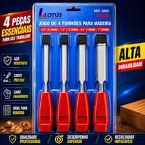 Jogo Formão Kit 4 Peças Aço Reforçado Profissional Lotus Jogo Formão Kit 4 Peças Aço Reforçado Profissional Lotus