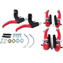 Jogo Freio V-brake Nylon Vermelho C/manete