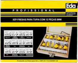 Jogo fresa para tupia eda c/ 12 pçs 6mm