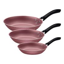 Jogo frigideira alum 3pc linz rosa antiaderente tramontina Jogo frigideira alum 3pc linz rosa antiaderente tramontina