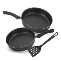 Jogo Frigideira e Espátula 3 Peças 18 e 20Cm Preto Nacional Jogo Frigideira e Espátula 3 Peças 18 e 20Cm Preto Nacional