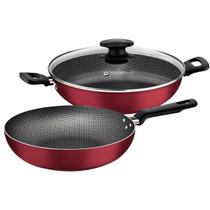 Jogo Frigideira Funda e Wok Alumínio Antiaderente Tramontina Loreto 3,3L Vermelho Jogo Frigideira Funda e Wok Alumínio Antiaderente Tramontina Loreto 3,3L Vermelho