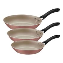 Jogo Frigideiras 3 Peças Marrom Linz Antiaderente Tramontina Starflon Max