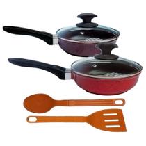 Jogo Frigideiras Antiaderente Cerâmica 16CM e 24CM Vermelha Javali Jogo Frigideiras Antiaderente Cerâmica 16CM e 24CM Vermelha Javali