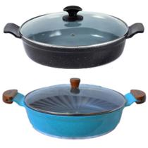 Jogo Frigideiras N05 Antiaderente Alumínio Cerâmico 30cm Preto e Azul Turquesa Javali Jogo Frigideiras N05 Antiaderente Alumínio Cerâmico 30cm Preto e Azul Turquesa Javali