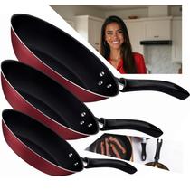 Jogo Frigideiras Tramontina Linz 3 Peças Alumínio Antiaderente Starflon Max Vermelho 16cm 20cm 24cm