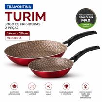 Jogo Frigideiras Tramontina Turim 2pç Alumínio Antiaderente Starflon Max 16cm e 20cm Vermelha Jogo Frigideiras Tramontina Turim 2pç Alumínio Antiaderente Starflon Max 16cm e 20cm Vermelha
