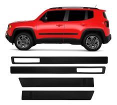 Jogo Friso Borrachão Lateral Renegade 2015 até 2021 Modelo Original Preto Fosco