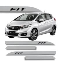 Jogo Friso Fit Lateral Protetor Ponta de Faca Grafia Cores Cor:Prata Platinum - Honda