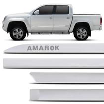 Jogo Friso Lateral Amarok C/Emblema Cromado Branco Cristal