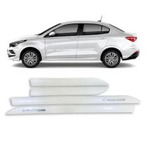 Jogo Friso Lateral Cronos Emblema Cromado Branco Alaska