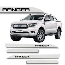 Jogo Friso Lateral Ranger Branco Artico Ponta Faca Grafia Protetor de Porta Jogo Friso Lateral Ranger Branco Artico Ponta Faca Grafia Protetor de Porta