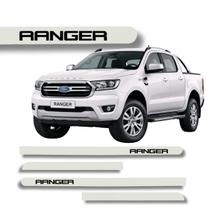 Jogo Friso Lateral Ranger Branco Artico Ponta Redonda Grafia Protetor de Porta