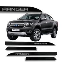 Jogo Friso Lateral Ranger Preto Ebony Ponta Faca Grafia Protetor de Porta