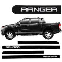 Jogo Friso Lateral Ranger Preto Ebony Ponta Redonda + Grafia