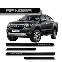 Jogo Friso Lateral Ranger Preto Ebony Ponta Redonda Protetor de Porta com Grafia