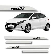 Jogo Friso Slim Lateral Hyundai HB20 Original com Grafia Branco Atlas 2020 a 2023 Jogo Friso Slim Lateral Hyundai HB20 Original com Grafia Branco Atlas 2020 a 2023
