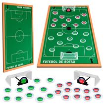 Jogo Futebol De Botão Kit 2 Times Com Campo Mesa 92x62cm Pais E Filhos