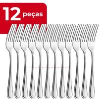 Jogo Garfo de Mesa Aço inox 12pçs Continental original line Churrasco Premium Restaurante Buffet Lanchonete Padaria