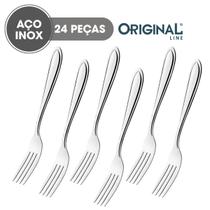 Jogo Garfo de Sobremesa Aço Inox 24pçs América Original Line Talheres Inox Faqueiro