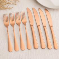 Jogo Garfo Faca Mesa Restaurante Inox Gold Rose Kit 12 Peças