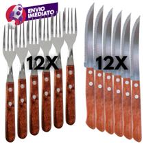Jogo Garfo Refeição E Faca Mesa Talher Em Inox Cabo Madeira Casa Restaurante Churrascaria Bar Buffet Jogo Garfo Refeição E Faca Mesa Talher Em Inox Cabo Madeira Casa Restaurante Churrascaria Bar Buffet
