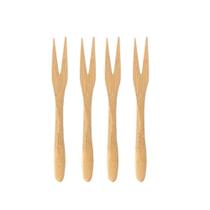 Jogo Garfos Bambu Natural Servir Mesa Posta Petisco - 4 Pcs