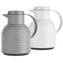Jogo Garrafa Térmica Café 1 Litro Emsa Samba Wave Kit 2pçs White Grey Original Alemã Jogo Garrafa Térmica Café 1 Litro Emsa Samba Wave Kit 2pçs White Grey Original Alemã
