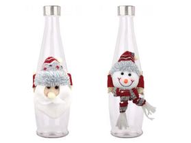 Jogo Garrafa Vidro Decorada Natal Papai Noel e Boneco de Neve Pelúcia Prime 2 Unidades - Master Christmas Jogo Garrafa Vidro Decorada Natal Papai Noel e Boneco de Neve Pelúcia Prime 2 Unidades - Master Christmas