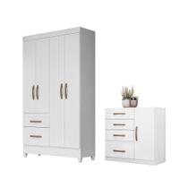 Jogo Gaveteiro e Roupeiro Taiti Branco Rosa Azul Lilás