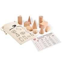Jogo Geometric Solids Guess BOHS 3D Shapes Set Wood 3+