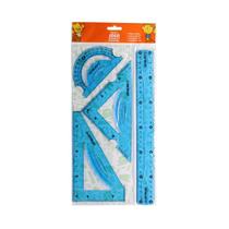 Jogo Geométrico Flexível Régua Esquadro 45º 60º Transferidor