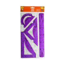 Jogo Geométrico Flexível Régua Esquadro 45º 60º Transferidor