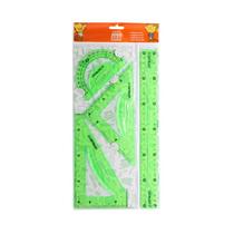 Jogo Geométrico Flexível Régua Esquadro 45º 60º Transferidor