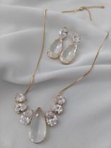 Jogo Gota em Banho de Ouro com Pedras de Zircônias