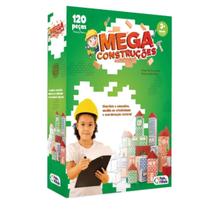Jogo Infantil 120 Peças Madeira Mega Construções Lógica Criatividade Pais e Filhos